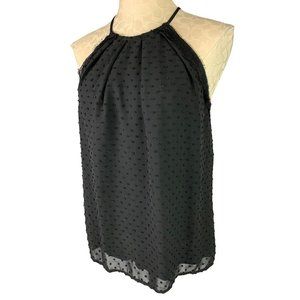 Small Alpha Women's New Black Swiss Dot Swing Blouse Lined Made in USA